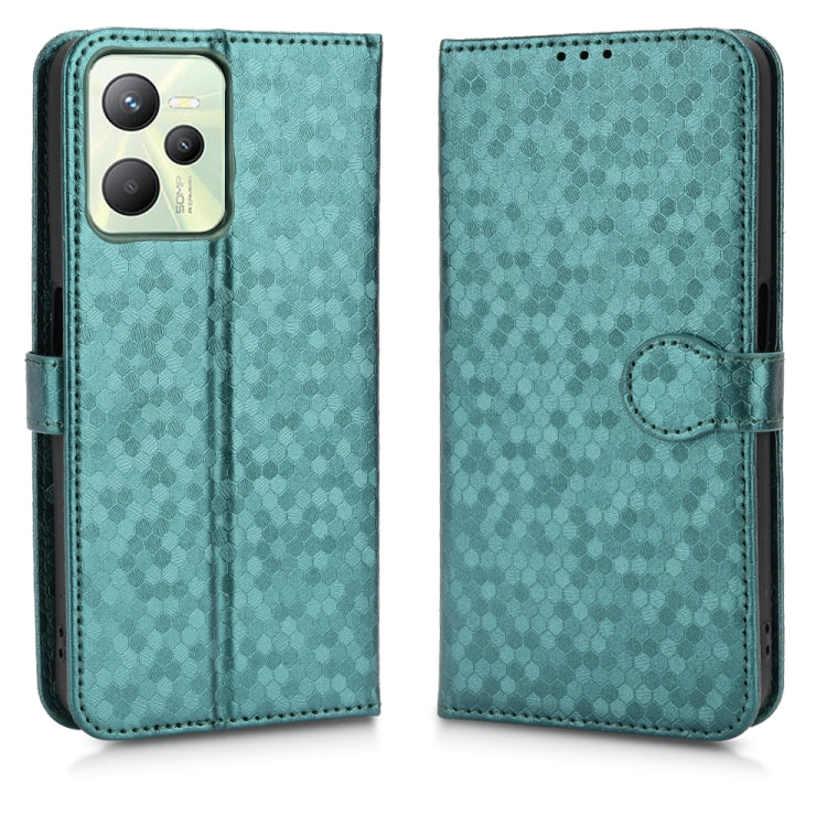 For Realme C35 Honeycomb Dot Texture Leather Phone Case