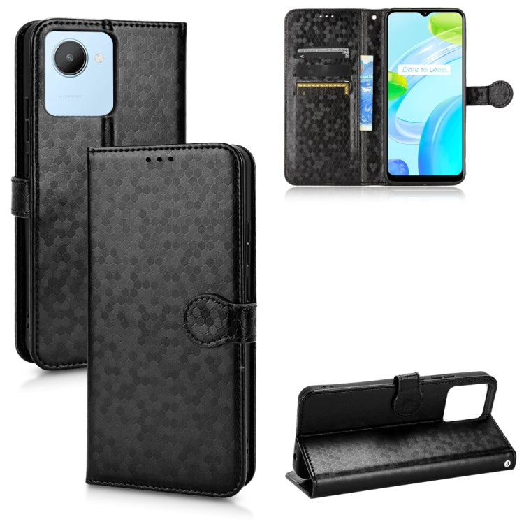 For Realme C30 4G Honeycomb Dot Texture Leather Phone Case