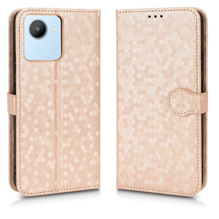 For Realme C30 4G Honeycomb Dot Texture Leather Phone Case