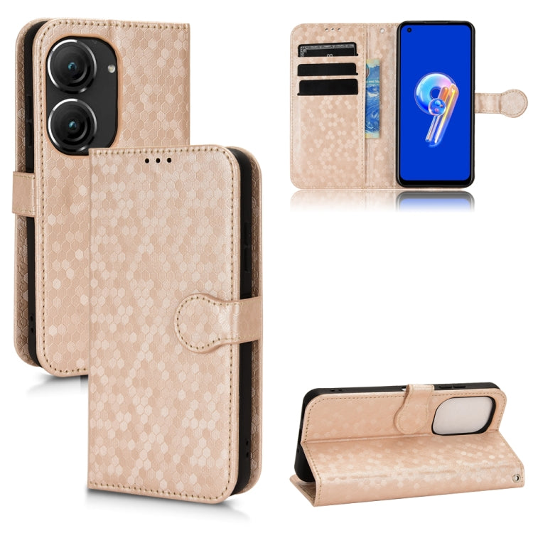 For Asus Zenfone 9 Honeycomb Dot Texture Leather Phone Case
