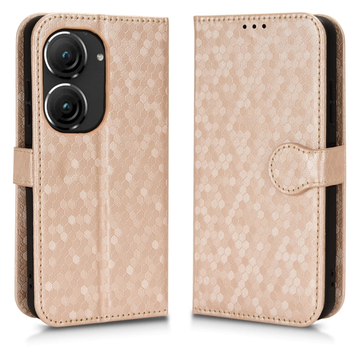 For Asus Zenfone 9 Honeycomb Dot Texture Leather Phone Case