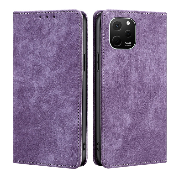 For Huawei nova Y61 RFID Anti-theft Brush Magnetic Leather Phone Case