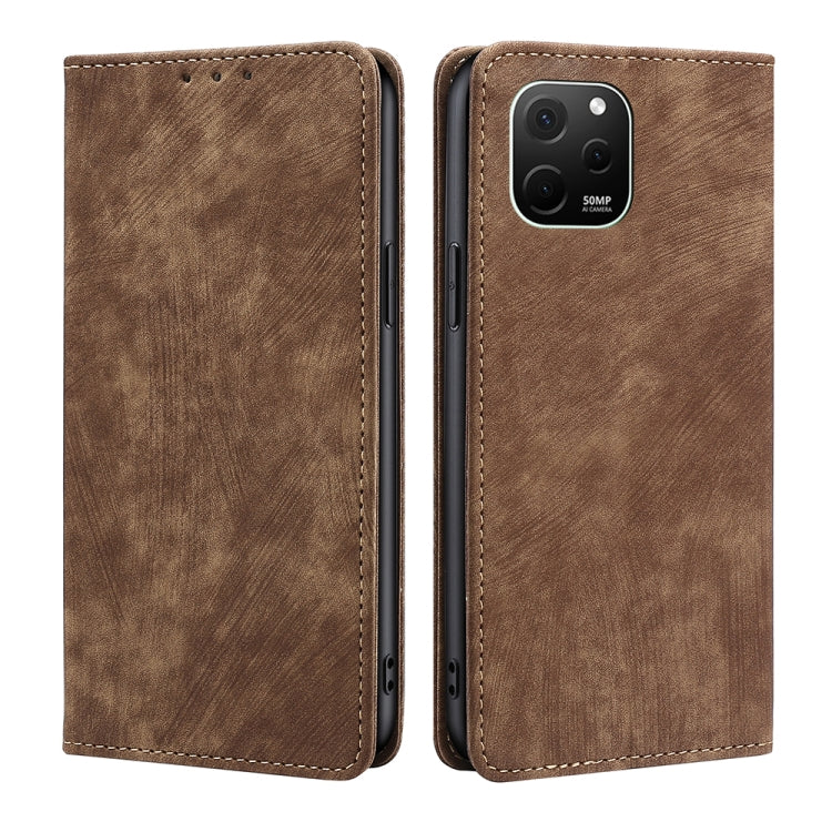 For Huawei nova Y61 RFID Anti-theft Brush Magnetic Leather Phone Case