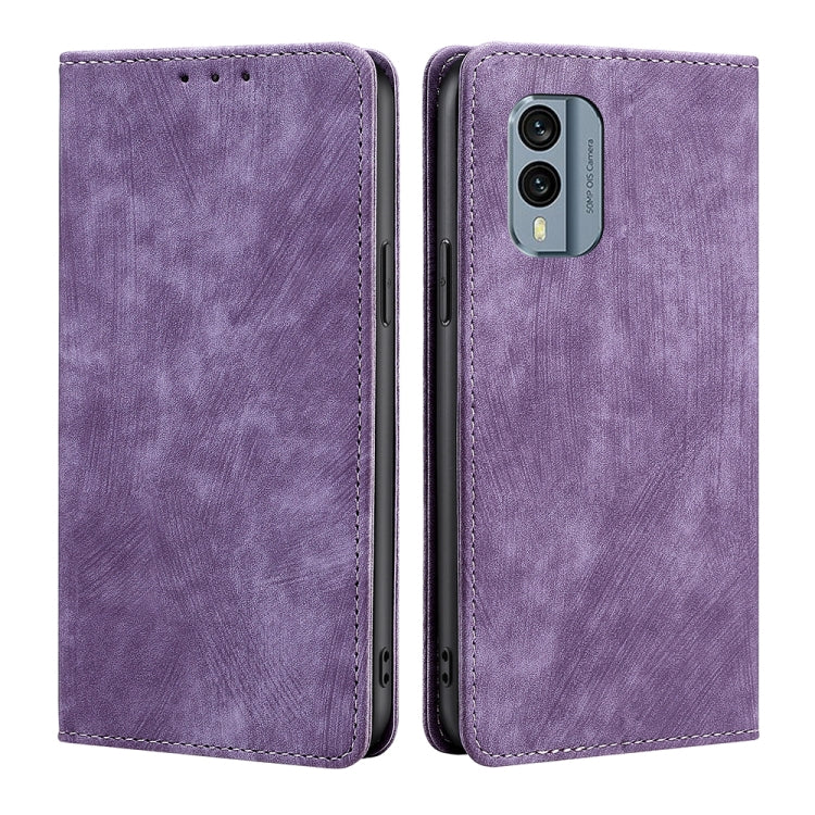 For Nokia X30 5G RFID Anti-theft Brush Magnetic Leather Phone Case