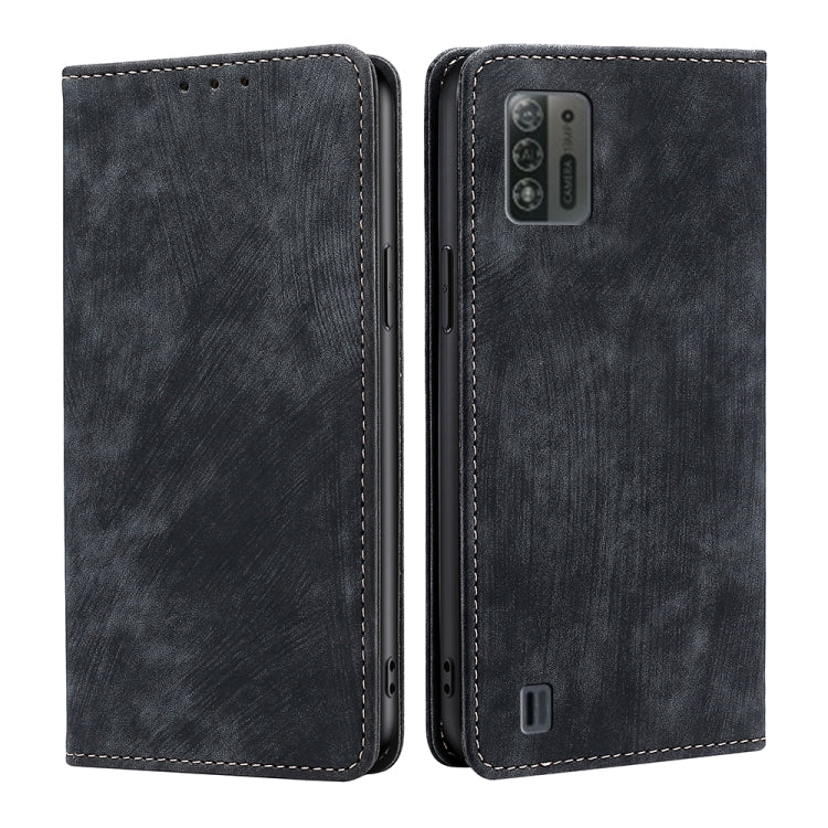 For ZTE Blade A52 Lite RFID Anti-theft Brush Magnetic Leather Phone Case