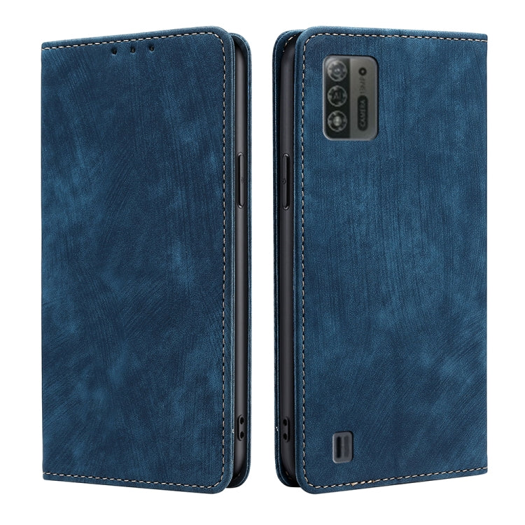 For ZTE Blade A52 Lite RFID Anti-theft Brush Magnetic Leather Phone Case