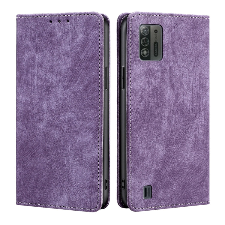 For ZTE Blade A52 Lite RFID Anti-theft Brush Magnetic Leather Phone Case