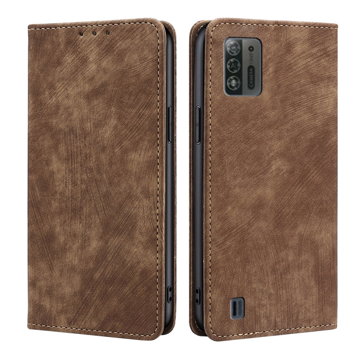 For ZTE Blade A52 Lite RFID Anti-theft Brush Magnetic Leather Phone Case