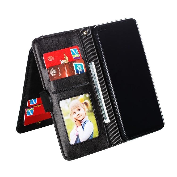 For Huawei P40 Nine Card Zipper Bag Horizontal Flip Leather Case With Holder & Card Slots & Photo Frame & Wallet