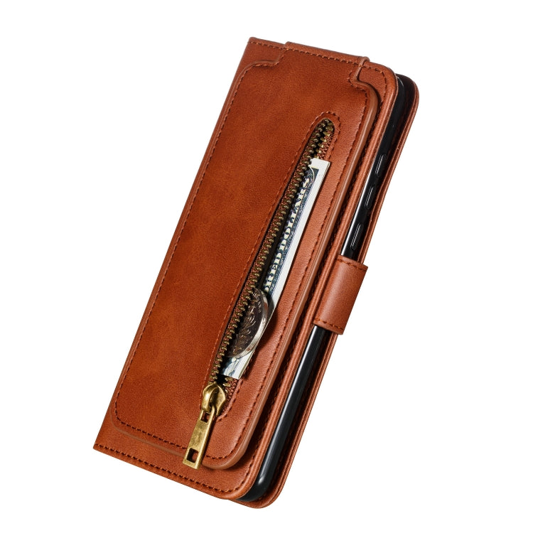 For Huawei P40 Nine Card Zipper Bag Horizontal Flip Leather Case With Holder & Card Slots & Photo Frame & Wallet