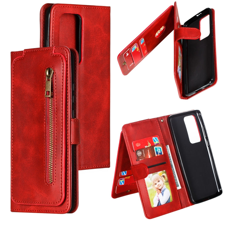 For Huawei P40 Pro Nine Card Zipper Bag Horizontal Flip Leather Case With Holder & Card Slots & Photo Frame & Wallet