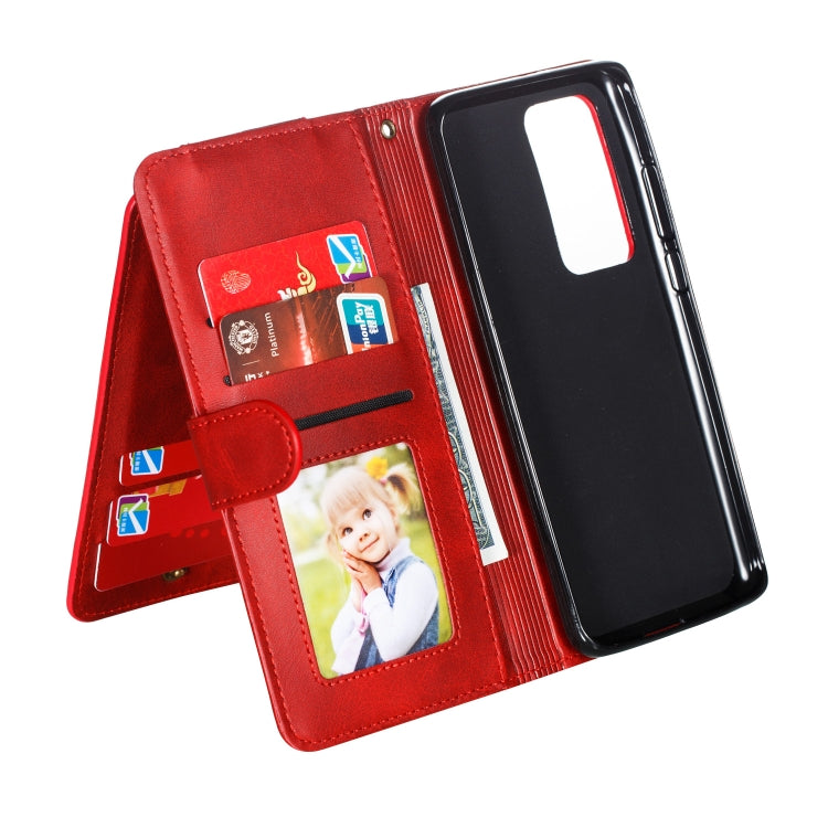 For Huawei P40 Pro Nine Card Zipper Bag Horizontal Flip Leather Case With Holder & Card Slots & Photo Frame & Wallet