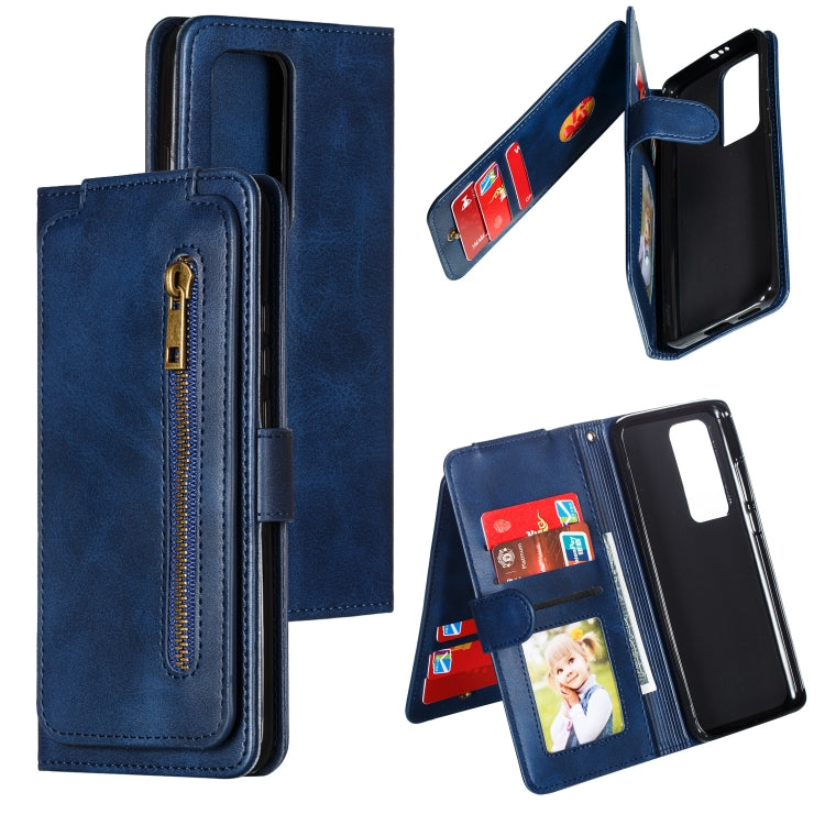 For Huawei P40 Pro Nine Card Zipper Bag Horizontal Flip Leather Case With Holder & Card Slots & Photo Frame & Wallet