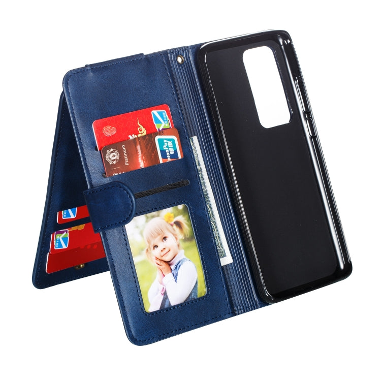 For Huawei P40 Pro Nine Card Zipper Bag Horizontal Flip Leather Case With Holder & Card Slots & Photo Frame & Wallet