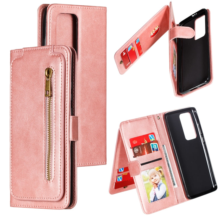 For Huawei P40 Pro Nine Card Zipper Bag Horizontal Flip Leather Case With Holder & Card Slots & Photo Frame & Wallet