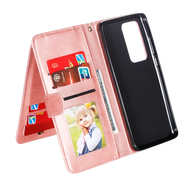 For Huawei P40 Pro Nine Card Zipper Bag Horizontal Flip Leather Case With Holder & Card Slots & Photo Frame & Wallet