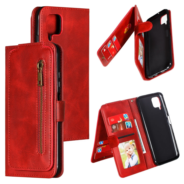For Huawei P40 Lite Nine Card Zipper Bag Horizontal Flip Leather Case With Holder & Card Slots & Photo Frame & Wallet
