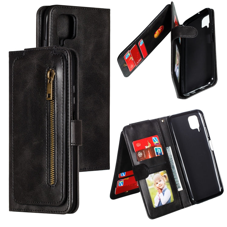 For Huawei P40 Lite Nine Card Zipper Bag Horizontal Flip Leather Case With Holder & Card Slots & Photo Frame & Wallet