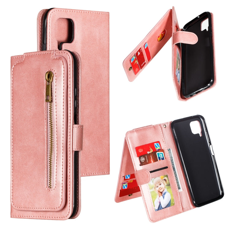 For Huawei P40 Lite Nine Card Zipper Bag Horizontal Flip Leather Case With Holder & Card Slots & Photo Frame & Wallet