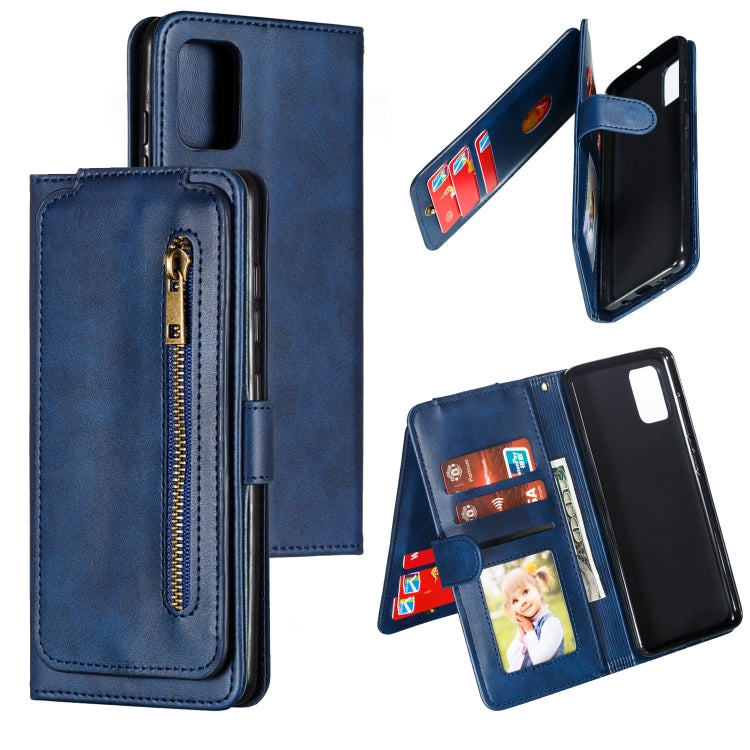 For Galaxy A51 Nine Card Zipper Bag Horizontal Flip Leather Case With Holder & Card Slots & Photo Frame & Wallet