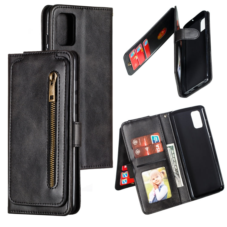 For Galaxy A51 Nine Card Zipper Bag Horizontal Flip Leather Case With Holder & Card Slots & Photo Frame & Wallet