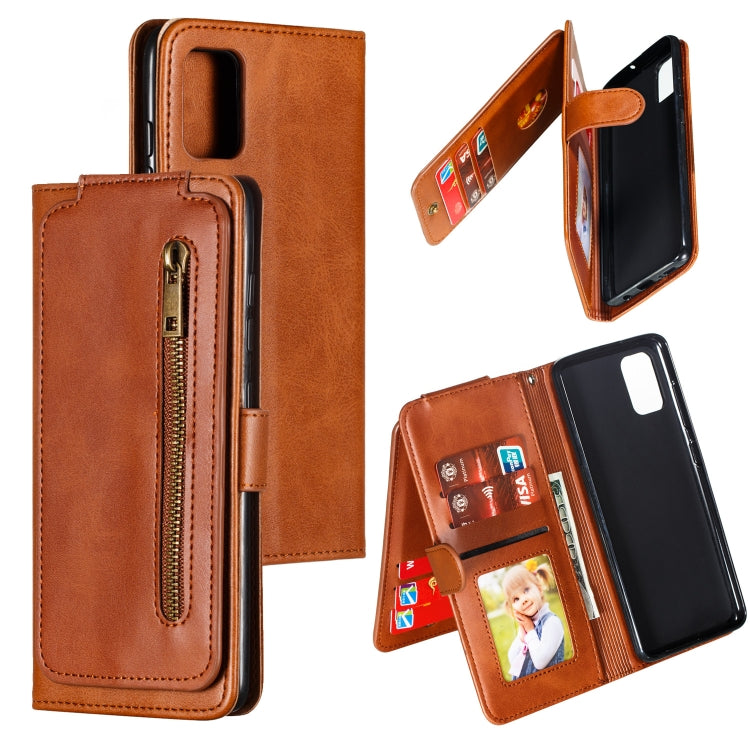 For Galaxy A51 Nine Card Zipper Bag Horizontal Flip Leather Case With Holder & Card Slots & Photo Frame & Wallet