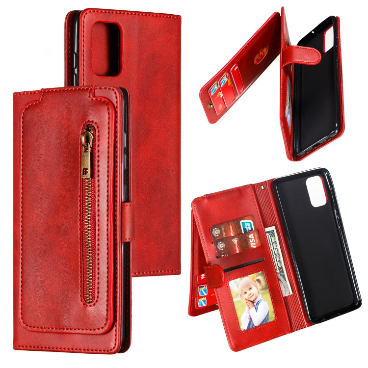 For Galaxy A71 Nine Card Zipper Bag Horizontal Flip Leather Case With Holder & Card Slots & Photo Frame & Wallet