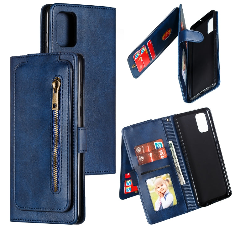 For Galaxy A71 Nine Card Zipper Bag Horizontal Flip Leather Case With Holder & Card Slots & Photo Frame & Wallet