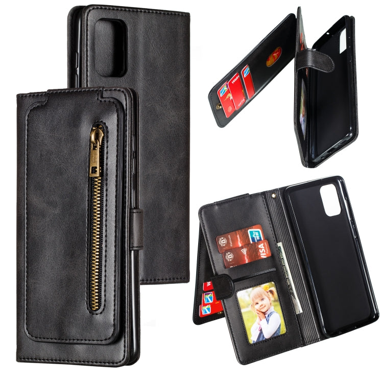 For Galaxy A71 Nine Card Zipper Bag Horizontal Flip Leather Case With Holder & Card Slots & Photo Frame & Wallet