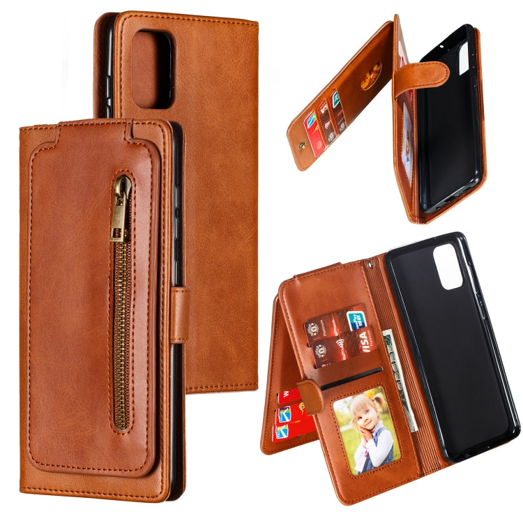 For Galaxy A71 Nine Card Zipper Bag Horizontal Flip Leather Case With Holder & Card Slots & Photo Frame & Wallet