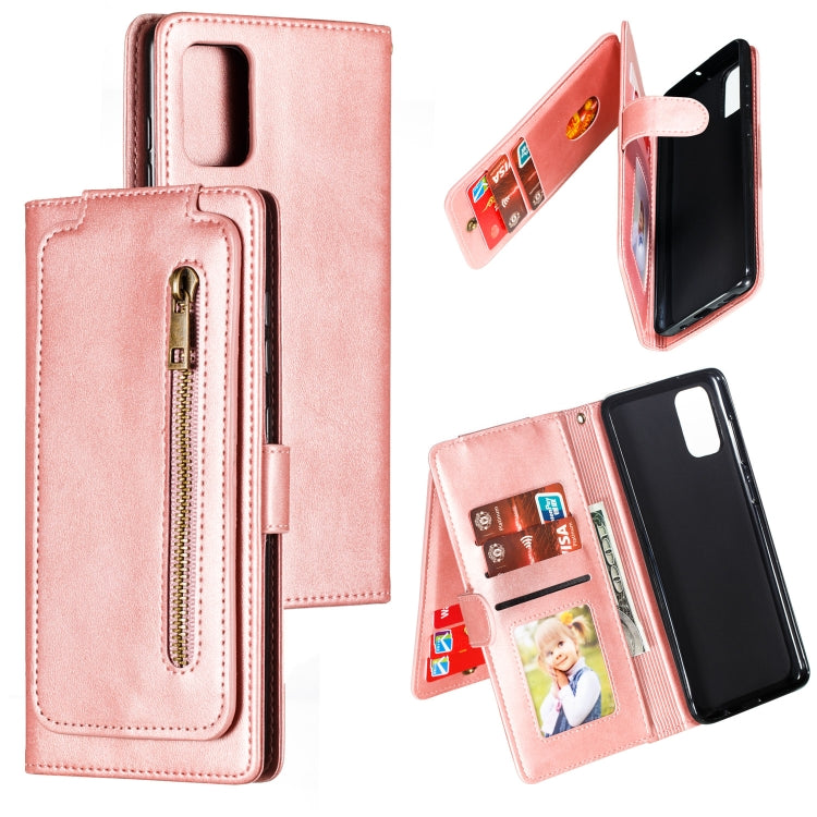 For Galaxy A71 Nine Card Zipper Bag Horizontal Flip Leather Case With Holder & Card Slots & Photo Frame & Wallet