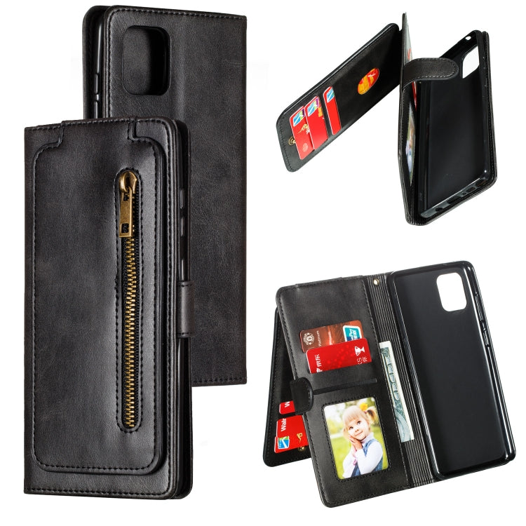 For Galaxy A81 Nine Card Zipper Bag Horizontal Flip Leather Case With Holder & Card Slots & Photo Frame & Wallet