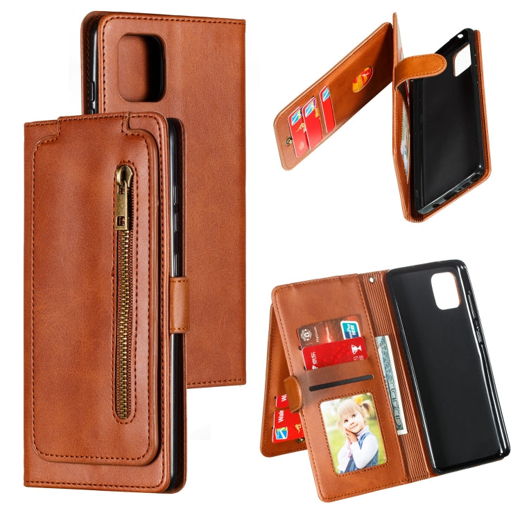 For Galaxy A81 Nine Card Zipper Bag Horizontal Flip Leather Case With Holder & Card Slots & Photo Frame & Wallet