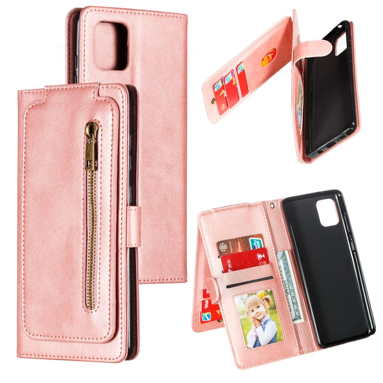 For Galaxy A81 Nine Card Zipper Bag Horizontal Flip Leather Case With Holder & Card Slots & Photo Frame & Wallet
