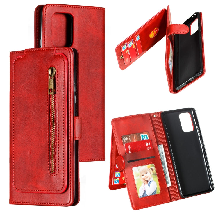 For Galaxy A91 Nine Card Zipper Bag Horizontal Flip Leather Case With Holder & Card Slots & Photo Frame & Wallet