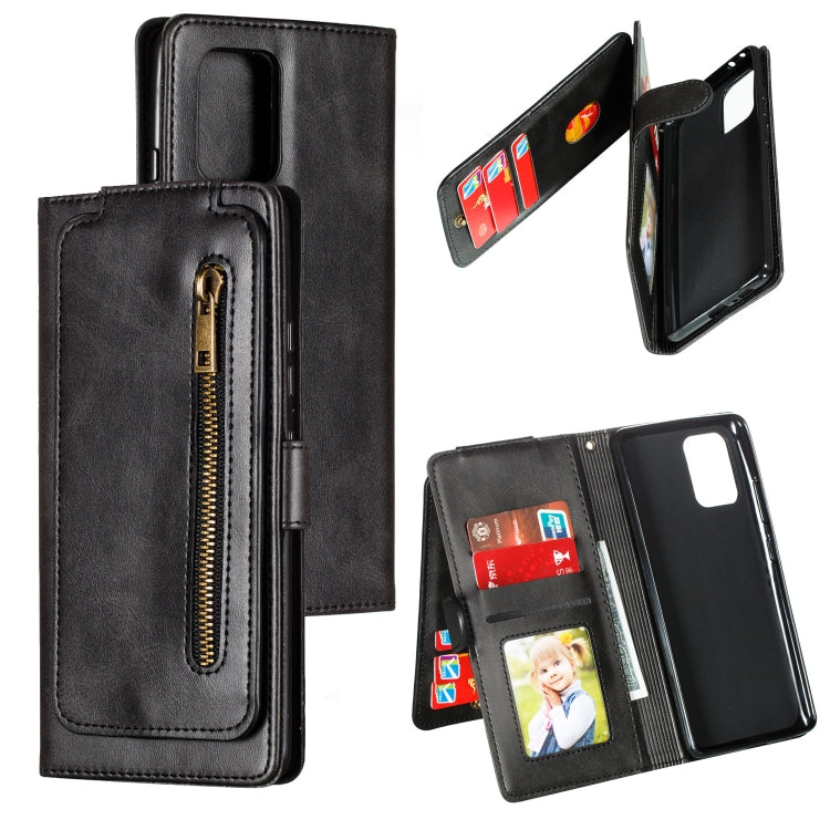 For Galaxy A91 Nine Card Zipper Bag Horizontal Flip Leather Case With Holder & Card Slots & Photo Frame & Wallet