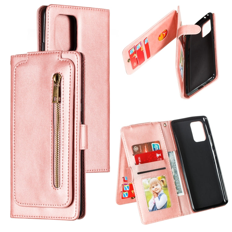 For Galaxy A91 Nine Card Zipper Bag Horizontal Flip Leather Case With Holder & Card Slots & Photo Frame & Wallet