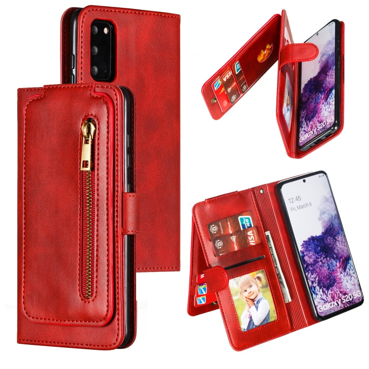 For Galaxy S20 Nine Card Zipper Bag Horizontal Flip Leather Case With Holder & Card Slots & Photo Frame & Wallet