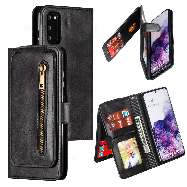 For Galaxy S20 Nine Card Zipper Bag Horizontal Flip Leather Case With Holder & Card Slots & Photo Frame & Wallet