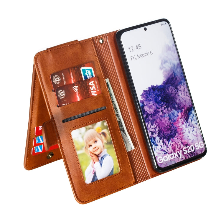 For Galaxy S20 Nine Card Zipper Bag Horizontal Flip Leather Case With Holder & Card Slots & Photo Frame & Wallet