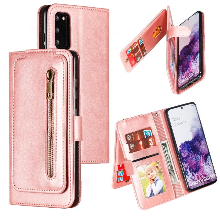 For Galaxy S20 Nine Card Zipper Bag Horizontal Flip Leather Case With Holder & Card Slots & Photo Frame & Wallet