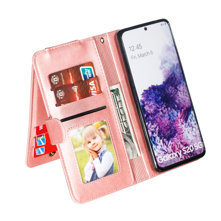 For Galaxy S20 Nine Card Zipper Bag Horizontal Flip Leather Case With Holder & Card Slots & Photo Frame & Wallet