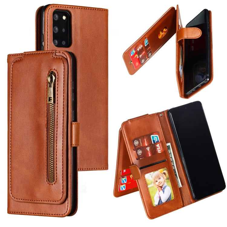 For Galaxy S20+ Nine Card Zipper Bag Horizontal Flip Leather Case With Holder & Card Slots & Photo Frame & Wallet