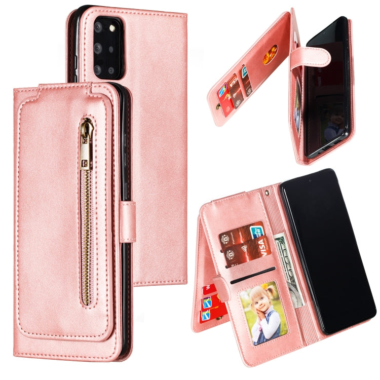 For Galaxy S20+ Nine Card Zipper Bag Horizontal Flip Leather Case With Holder & Card Slots & Photo Frame & Wallet