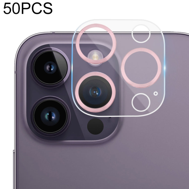 For iPhone 14 Pro Max / 14 Pro 50pcs Tempered Glass CD Texture Back Camera Film