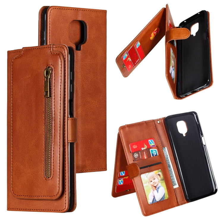 For Xiaomi Redmi  Note 9 Pro Nine Card Zipper Bag Horizontal Flip Leather Case With Holder & Card Slots & Photo Frame & Wallet