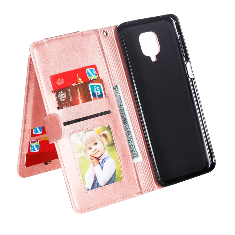 For Xiaomi Redmi  Note 9 Pro Nine Card Zipper Bag Horizontal Flip Leather Case With Holder & Card Slots & Photo Frame & Wallet