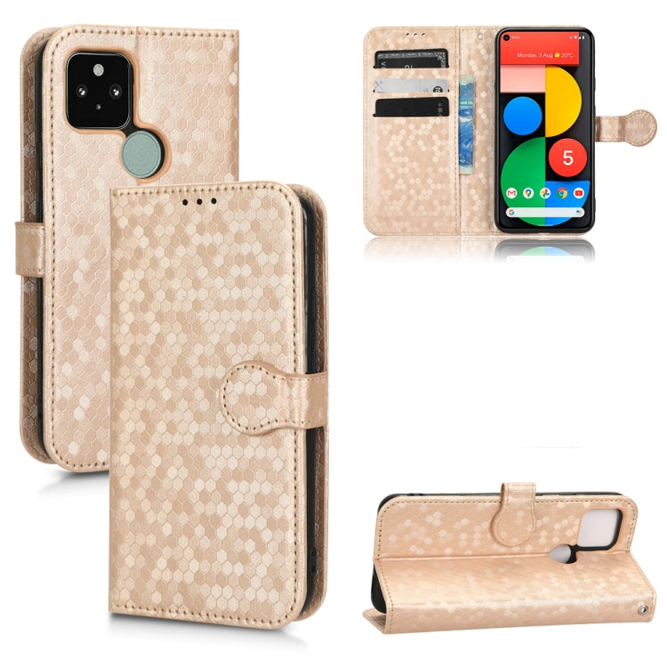 For Google Pixel 5 Honeycomb Dot Texture Leather Phone Case