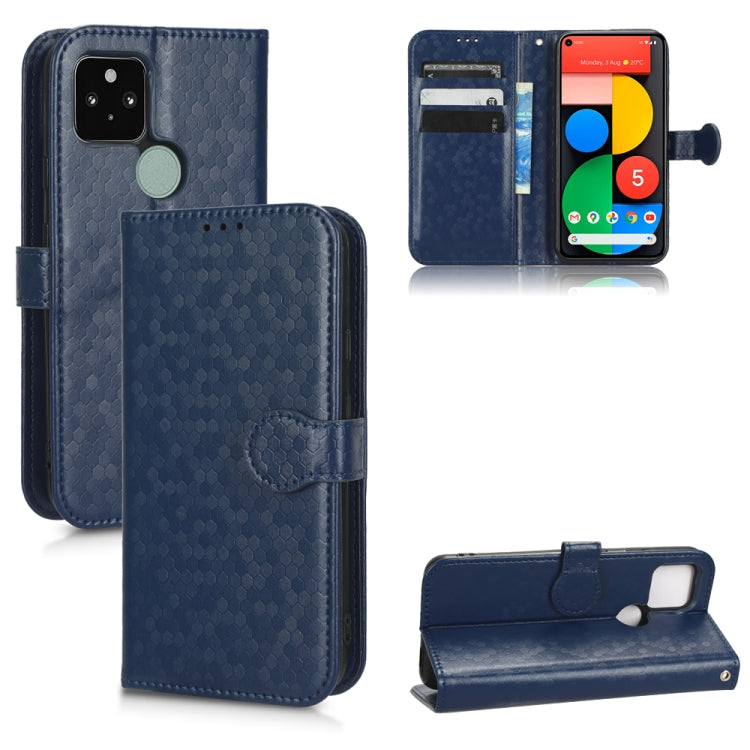 For Google Pixel 5 Honeycomb Dot Texture Leather Phone Case