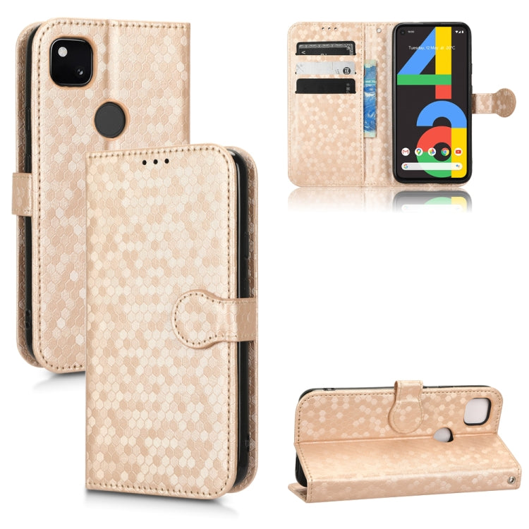 For Google Pixel 4a Honeycomb Dot Texture Leather Phone Case